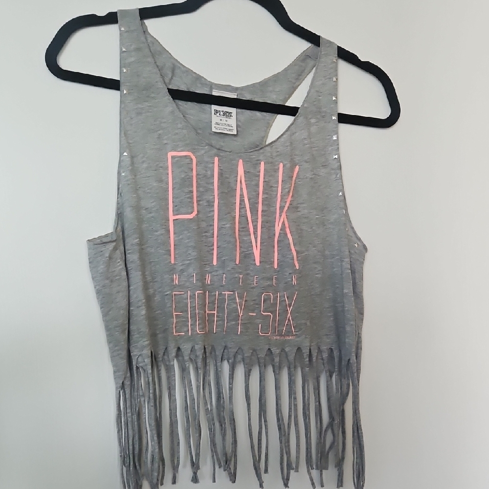Pink Nineteen Eighty-Six Fringe Tank Top